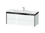 Duravit XViu Waschtisch-Unterschrank XV4617EB285P 120x48cm, 2 Schubkästen, 2 Hahnlöcher, schwarz matt, Rahmen P, weiß hochglanz