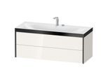 Duravit XViu Waschtisch-Unterschrank XV4617EB222P 120x48cm, 2 Schubkästen, 2 Hahnlöcher, schwarz matt, Rahmen P, weiß hochglanz