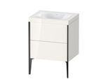 Duravit XViu Waschtisch-Unterschrank XV4709NB222C 60x48cm, 2 Auszüge, ohne Hahnloch, schwarz matt, Rahmen C, weiß hochglanz