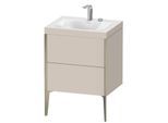 Duravit XViu Waschtisch-Unterschrank XV4709EB191C 60x48cm, 2 Auszüge, 2 Hahnlöcher, champagner matt, Rahmen C, taupe matt