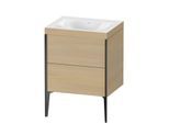Duravit XViu Waschtisch-Unterschrank XV4709NB271C 60x48cm, 2 Auszüge, ohne Hahnloch, schwarz matt, Rahmen C, mediterrane eiche