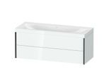 Duravit XViu Waschtisch-Unterschrank XV4617NB285C 120x48cm, 2 Schubkästen, ohne Hahnloch, schwarz matt, Rahmen C, weiß hochglanz