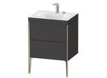 Duravit XViu Waschtisch-Unterschrank XV4709EB180C 60x48cm, 2 Auszüge, 2 Hahnlöcher, champagner matt, Rahmen C, graphit supermatt