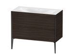 Duravit XViu Waschtisch-Unterschrank XV4711NB269C 100x48cm, 2 Auszüge, ohne Hahnloch, schwarz matt, Rahmen C, nussbaum gebürstet