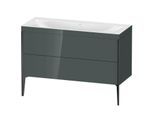 Duravit XViu Waschtisch-Unterschrank XV4712NB238C 120x48cm, 2 Schubkästen, ohne Hahnloch, schwarz matt, Rahmen C, dolomiti grey hochglanz
