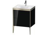 Duravit XViu Waschtisch-Unterschrank XV4709OB140P 60x48cm, 2 Auszüge, 1 Hahnloch, champagner matt, Rahmen P, schwarz hochglanz