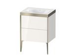 Duravit XViu Waschtisch-Unterschrank XV4709NB122P 60x48cm, 2 Auszüge, ohne Hahnloch, champagner matt, Rahmen P, weiß hochglanz