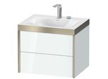Duravit XViu Waschtisch-Unterschrank XV4614EB185P 60x48cm, 2 Schubkästen, 2 Hahnlöcher, champagner matt, Rahmen P, weiß hochglanz