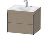 Duravit XViu Waschtisch-Unterschrank XV4614EB211C 60x48cm, 2 Schubkästen, 2 Hahnlöcher, schwarz matt, Rahmen C, eiche kaschmir