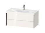 Duravit XViu Waschtisch-Unterschrank XV4616OB222C 100x48cm, 2 Schubkästen, 1 Hahnloch, schwarz matt, Rahmen C, weiß hochglanz