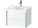 Duravit XViu Waschtisch-Unterschrank XV4614OB185C 60x48cm, 2 Schubkästen, 1 Hahnloch, champagner matt, Rahmen C, weiß hochglanz