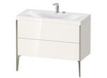 Duravit XViu Waschtisch-Unterschrank XV4711EB122C 100x48cm, 2 Auszüge, 2 Hahnlöcher, champagner matt, Rahmen C, weiß hochglanz