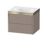 Duravit XViu Waschtisch-Unterschrank XV4614NB143P 60x48cm, 2 Schubkästen, ohne Hahnloch, champagner matt, Rahmen P, basalt matt