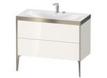 Duravit XViu Waschtisch-Unterschrank XV4711EB122P 100x48cm, 2 Auszüge, 2 Hahnlöcher, champagner matt, Rahmen P, weiß hochglanz