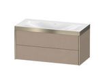Duravit XViu Waschtisch-Unterschrank XV4616NB175P 100x48cm, 2 Schubkästen, ohne Hahnloch, champagner matt, Rahmen P, leinen
