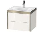 Duravit XViu Waschtisch-Unterschrank XV4614OB122P 60x48cm, 2 Schubkästen, 1 Hahnloch, champagner matt, Rahmen P, weiß hochglanz