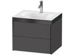 Duravit XViu Waschtisch-Unterschrank XV4614OB249P 60x48cm, 2 Schubkästen, 1 Hahnloch, schwarz matt, Rahmen P, graphit matt