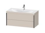 Duravit XViu Waschtisch-Unterschrank XV4616OB291C 100x48cm, 2 Schubkästen, 1 Hahnloch, schwarz matt, Rahmen C, taupe matt