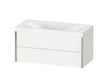 Duravit XViu Waschtisch-Unterschrank XV4616NB118C 100x48cm, 2 Schubkästen, ohne Hahnloch, champagner matt, Rahmen C, weiß matt