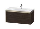 Duravit XViu Waschtisch-Unterschrank XV4616OB169P 100x48cm, 2 Schubkästen, 1 Hahnloch, champagner matt, Rahmen P, nussbaum gebürstet
