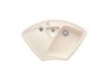 Villeroy und Boch Arena Eck Eckspüle 672902FU mit Ablaufgarnitur, Excenterbetätigung, ivory CeramicPlus