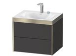 Duravit XViu Waschtisch-Unterschrank XV4614EB180P 60x48cm, 2 Schubkästen, 2 Hahnlöcher, champagner matt, Rahmen P, graphit supermatt