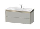 Duravit XViu Waschtisch-Unterschrank XV4616OB180P 100x48cm, 2 Schubkästen, 1 Hahnloch, champagner matt, Rahmen P, graphit supermatt