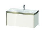 Duravit XViu Waschtisch-Unterschrank XV4611OB122P 100x48cm, 1 Auszug, 1 Hahnloch, champagner matt, Rahmen P, weiß hochglanz