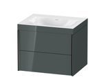 Duravit XViu Waschtisch-Unterschrank XV4614NB238C 60x48cm, 2 Schubkästen, ohne Hahnloch, schwarz matt, Rahmen C, dolomiti grey hochglanz