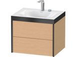 Duravit XViu Waschtisch-Unterschrank XV4614EB212P 60x48cm, 2 Schubkästen, 2 Hahnlöcher, schwarz matt, Rahmen P, eiche gebürstet