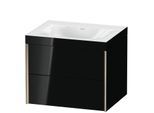 Duravit XViu Waschtisch-Unterschrank XV4614NB140C 60x48cm, 2 Schubkästen, ohne Hahnloch, champagner matt, Rahmen C, schwarz hochglanz