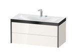 Duravit XViu Waschtisch-Unterschrank XV4616EB222P 100x48cm, 2 Schubkästen, 2 Hahnlöcher, schwarz matt, Rahmen P, weiß hochglanz