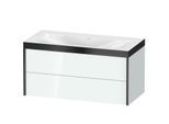 Duravit XViu Waschtisch-Unterschrank XV4616NB285P 100x48cm, 2 Schubkästen, ohne Hahnloch, schwarz matt, Rahmen P, weiß hochglanz