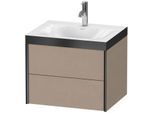 Duravit XViu Waschtisch-Unterschrank XV4614OB275P 60x48cm, 2 Schubkästen, 1 Hahnloch, schwarz matt, Rahmen P, leinen
