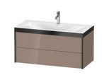 Duravit XViu Waschtisch-Unterschrank XV4616OB286P 100x48cm, 2 Schubkästen, 1 Hahnloch, schwarz matt, Rahmen P, cappucino hochglanz
