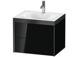 Duravit XViu Waschtisch-Unterschrank XV4614OB240P 60x48cm, 2 Schubkästen, 1 Hahnloch, schwarz matt, Rahmen P, schwarz hochglanz
