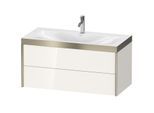 Duravit XViu Waschtisch-Unterschrank XV4616OB122P 100x48cm, 2 Schubkästen, 1 Hahnloch, champagner matt, Rahmen P, weiß hochglanz