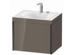Duravit XViu Waschtisch-Unterschrank XV4609EB289C 60x48cm, 1 Auszug, 2 Hahnlöcher, schwarz matt, Rahmen C, flannel grey hochglanz