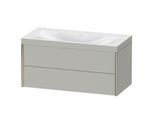 Duravit XViu Waschtisch-Unterschrank XV4616NB107C 100x48cm, 2 Schubkästen, ohne Hahnloch, champagner matt, Rahmen C, betongrau matt