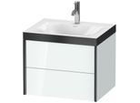 Duravit XViu Waschtisch-Unterschrank XV4614OB285P 60x48cm, 2 Schubkästen, 1 Hahnloch, schwarz matt, Rahmen P, weiß hochglanz