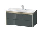 Duravit XViu Waschtisch-Unterschrank XV4616EB138P 100x48cm, 2 Schubkästen, 2 Hahnlöcher, champagner matt, Rahmen P, dolomiti grey hochglanz