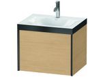 Duravit XViu Waschtisch-Unterschrank XV4609OB230P 60x48cm, 1 Auszug, 1 Hahnloch, schwarz matt, Rahmen P, Eiche natur