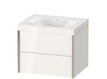 Duravit XViu Waschtisch-Unterschrank XV4614NB122C 60x48cm, 2 Schubkästen, ohne Hahnloch, champagner matt, Rahmen C, weiß hochglanz