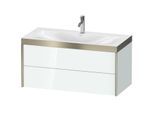 Duravit XViu Waschtisch-Unterschrank XV4616OB185P 100x48cm, 2 Schubkästen, 1 Hahnloch, champagner matt, Rahmen P, weiß hochglanz