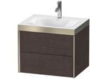 Duravit XViu Waschtisch-Unterschrank XV4614OB172P 60x48cm, 2 Schubkästen, 1 Hahnloch, champagner matt, Rahmen P, eiche dunkel gebürstet