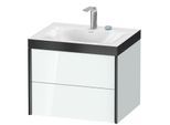 Duravit XViu Waschtisch-Unterschrank XV4614EB285P 60x48cm, 2 Schubkästen, 2 Hahnlöcher, schwarz matt, Rahmen P, weiß hochglanz