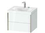 Duravit XViu Waschtisch-Unterschrank XV4614EB185C 60x48cm, 2 Schubkästen, 2 Hahnlöcher, champagner matt, Rahmen C, weiß hochglanz
