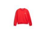 TOM TAILOR DENIM Damen Sweatshirt mit Glitzer-Stickerei, rot, Uni, Gr. M