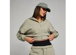 MP Damen Applique Kapuzenpulli mit verkürztem Schnitt mit Reißverschluss – Dunkler Salbei - M
