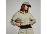 MP Damen Applique Kapuzenpulli mit verkürztem Schnitt mit Reißverschluss – Dunkler Salbei - XL